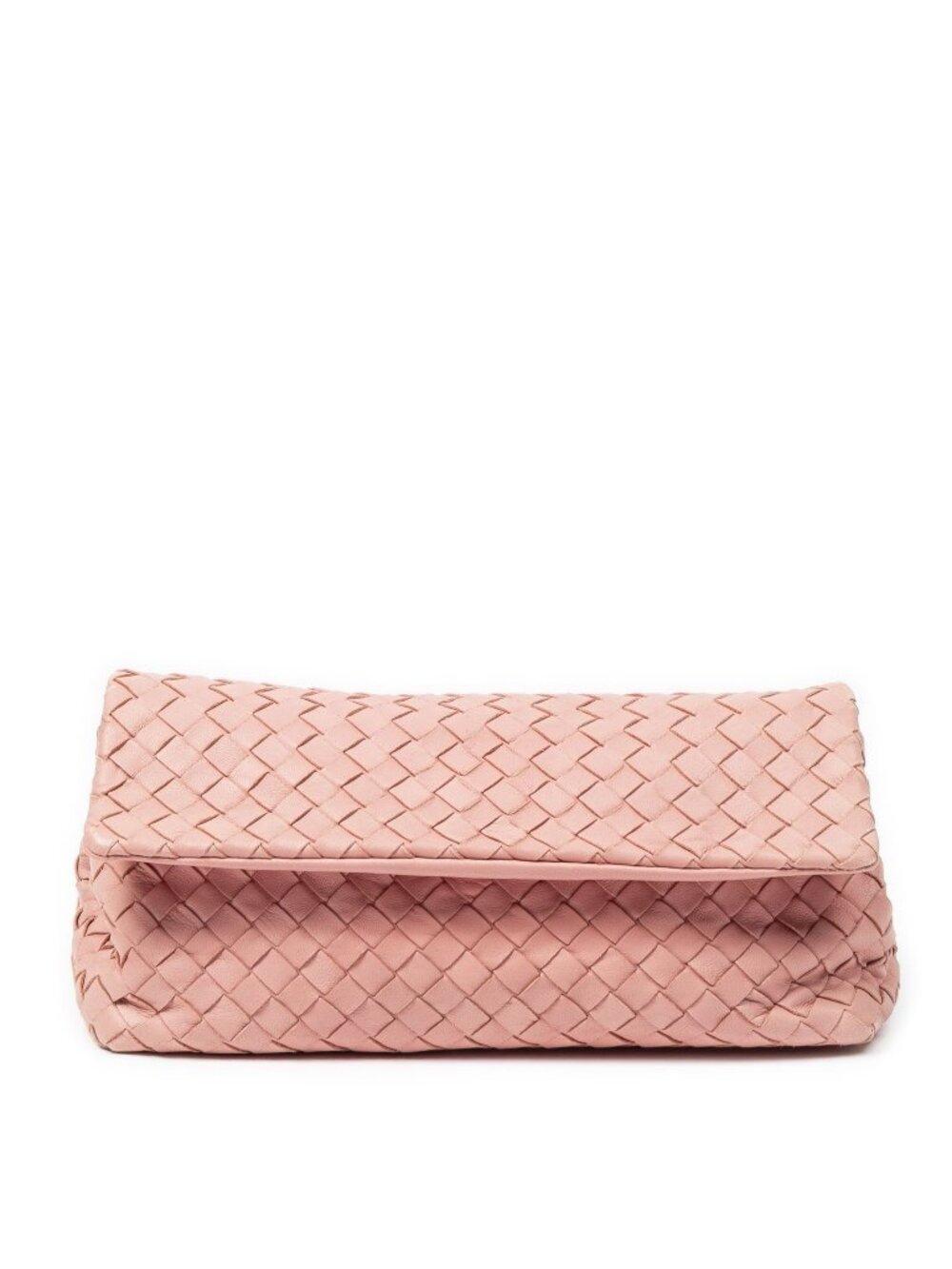 Bottega Veneta Small Flap Clutch Pink Intrecciato Leather